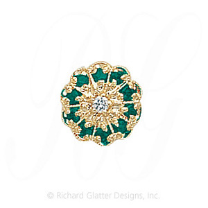 GS037 D/E - 14 Karat Gold Slide with Diamond center and Emerald accents 